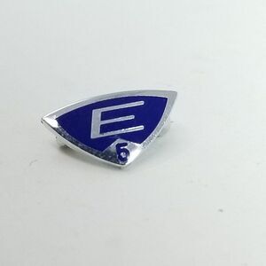 Vintage Sterling Silver Blue Enamel E Service Pin, 5 Years, Small Brooch, Estate